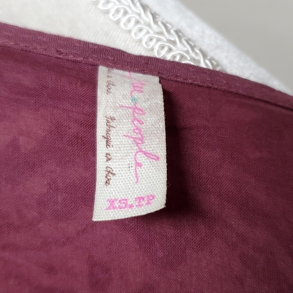 FREE People Marla Dreams Red Paisley Boho Flutter Sleeve Mini Kaftan Dress XS - Picture 11 of 12